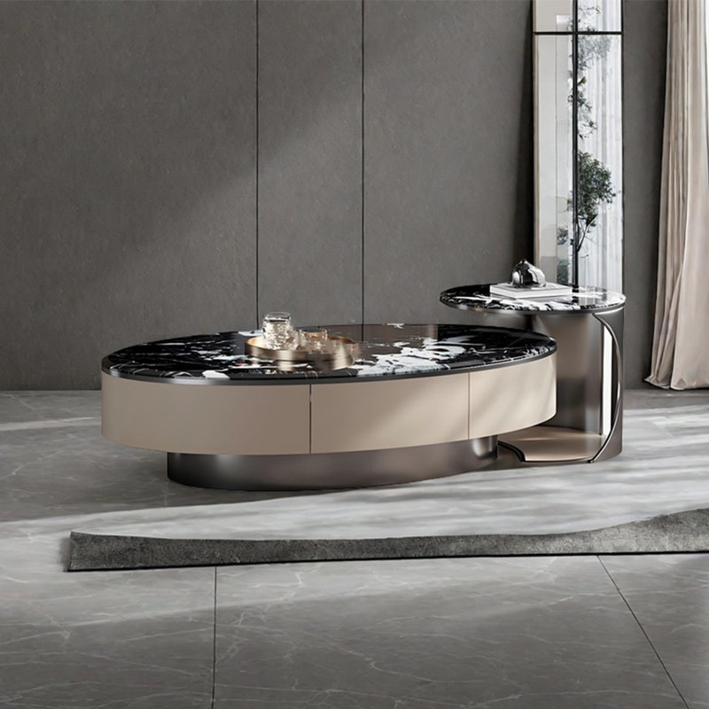 Light luxury oval marble coffee table