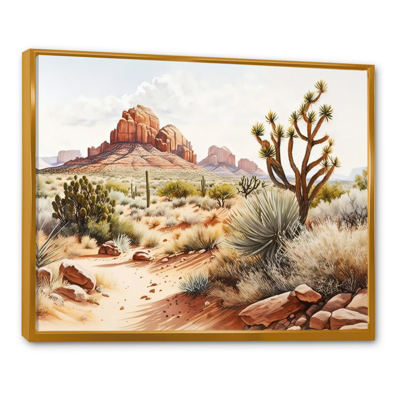 Arizona Desert Scenery V - Impression sur toile, H 12 po x l 20 po x P 1 po, Toile avec cadre flottant or