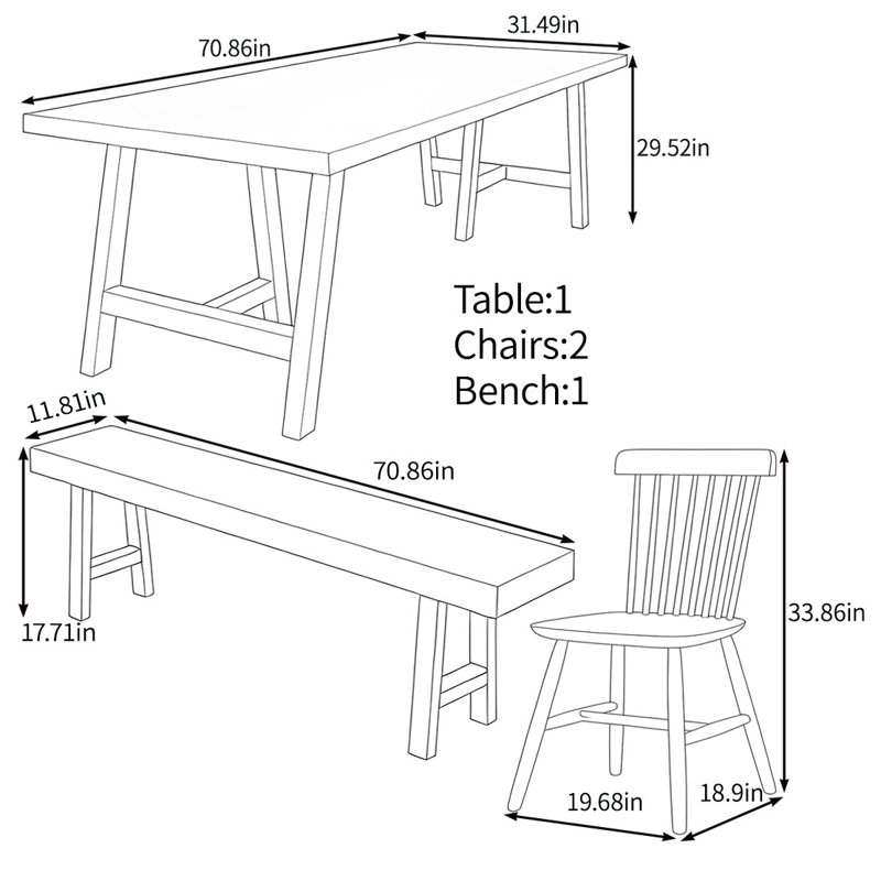 High quality solid wood table set