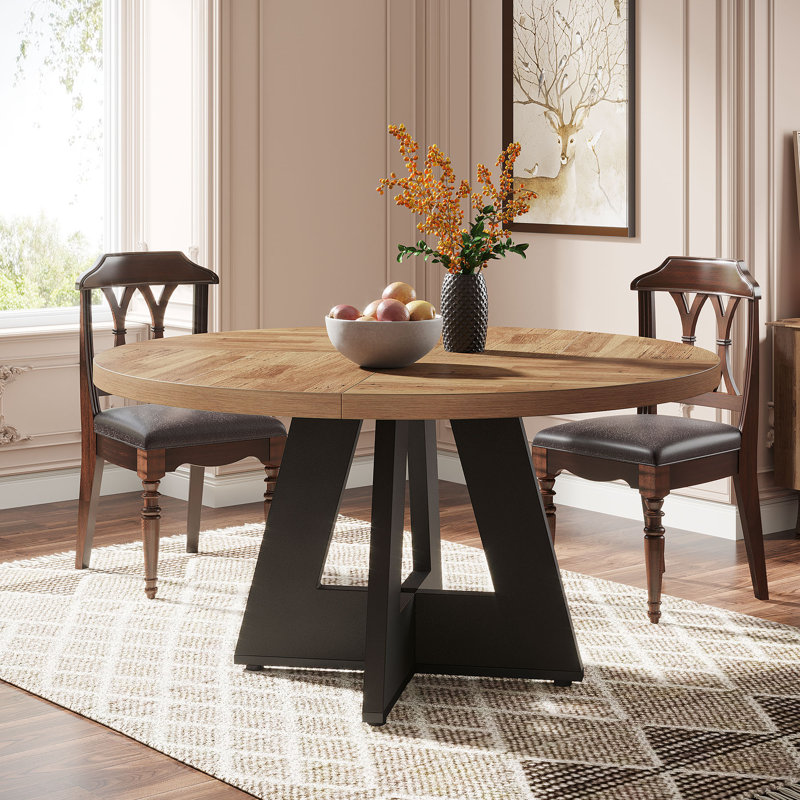 Round Dining Table, Natural/Black