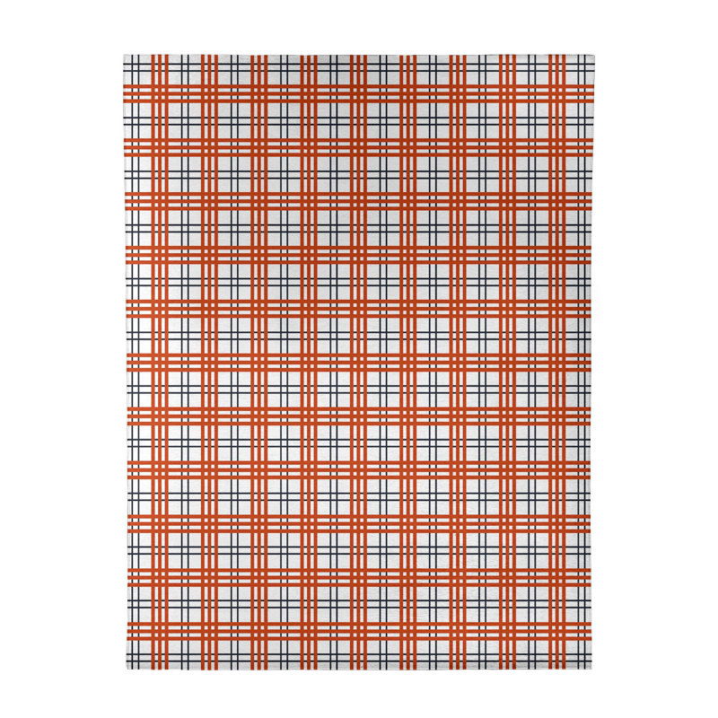 Tapis orange / blanc à carreaux, Rectangle 9 pi x 12 pi