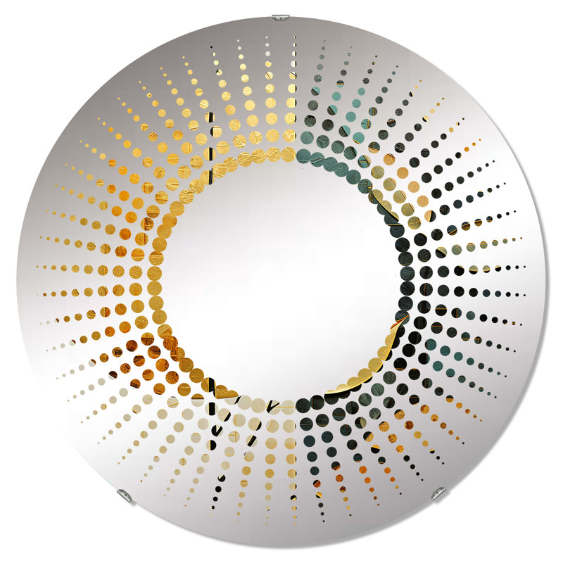Martini Glass Mystery Wall Mirror, Drinkware Green Traditional - Martini Glass Mystery III, Golden Geometry Leaves Foliage
