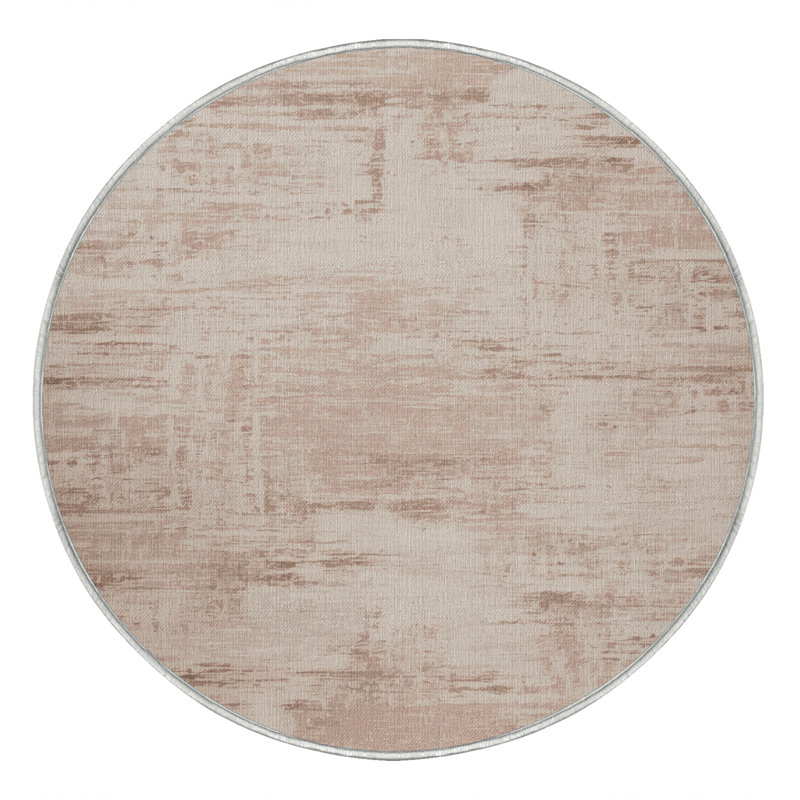 Tapis beige lavable à la machine, Rond 8 pi