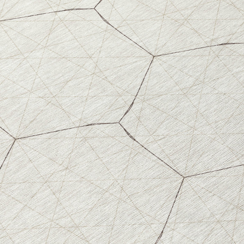 Ivory Geometric Flat Woven Synthetic Rectangular Rug 9' x 12'