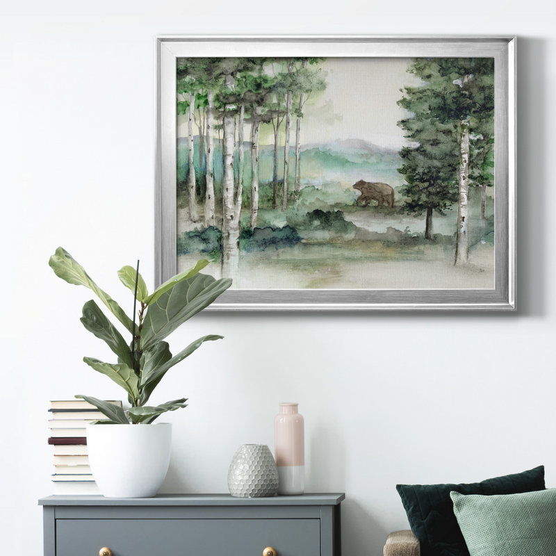 Bear Mountain - Peinture sur toile encadrée, H 18,5 po x l 24,5 po x P 1 po, Cadre argenté