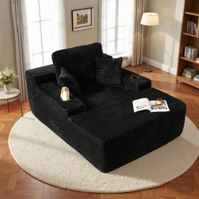 Nathasa Oversized 66.78" Upholstered Chaise Lounge with Pillow, No Assembly Required Cloud Chair Indoor, Modern Single Couch, Comfy Fluffy Sleep Sofa
