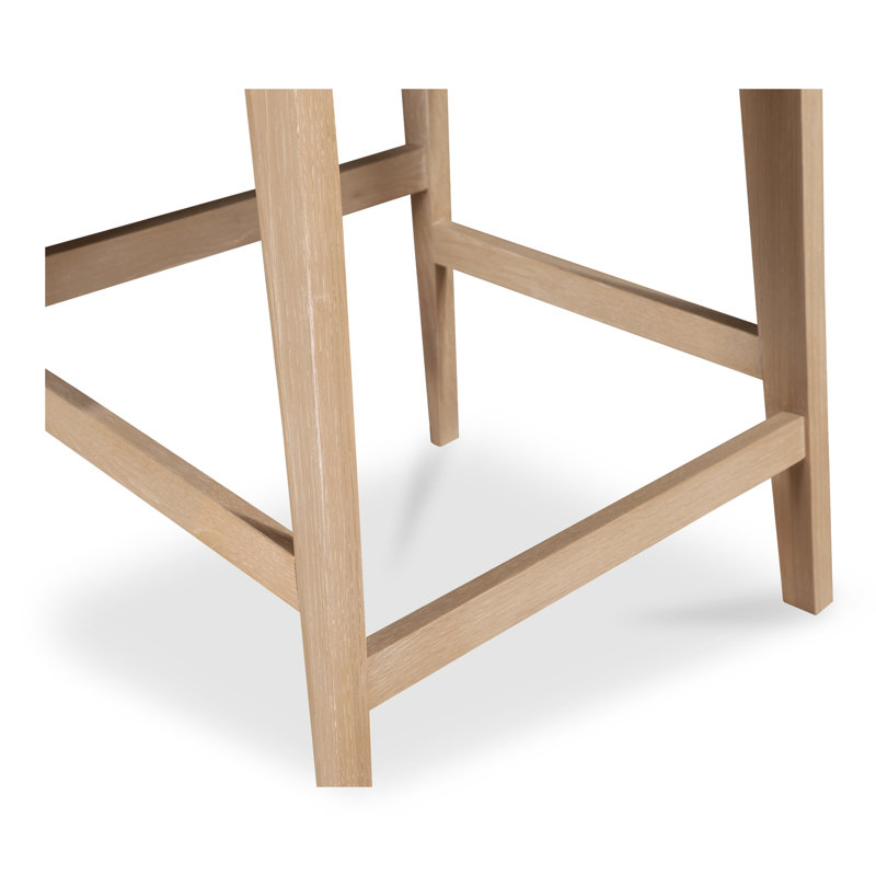 Tabouret de comptoir Anrey en PVC blanc, Chêne, Tabouret de comptoir (siège d'une hauteur de 26 p