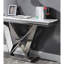 Table moderne 1Pc avec plateau en faux marbre biseauté de 18 mm, piédestal en V en acier inoxydable, base rectangulaire, surface équipée d'une base esthétique, piédestal