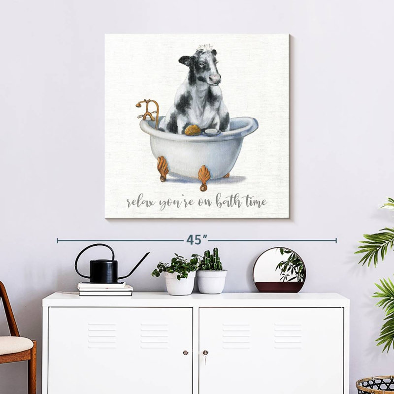Ketti Bath Time Cow, 30" H x 30" W