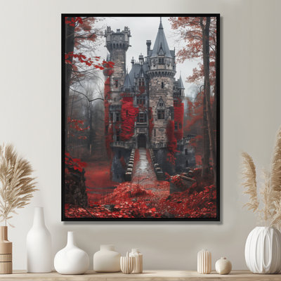 Monochrome Grey Red Regal England Castle - Castles Wall Decor