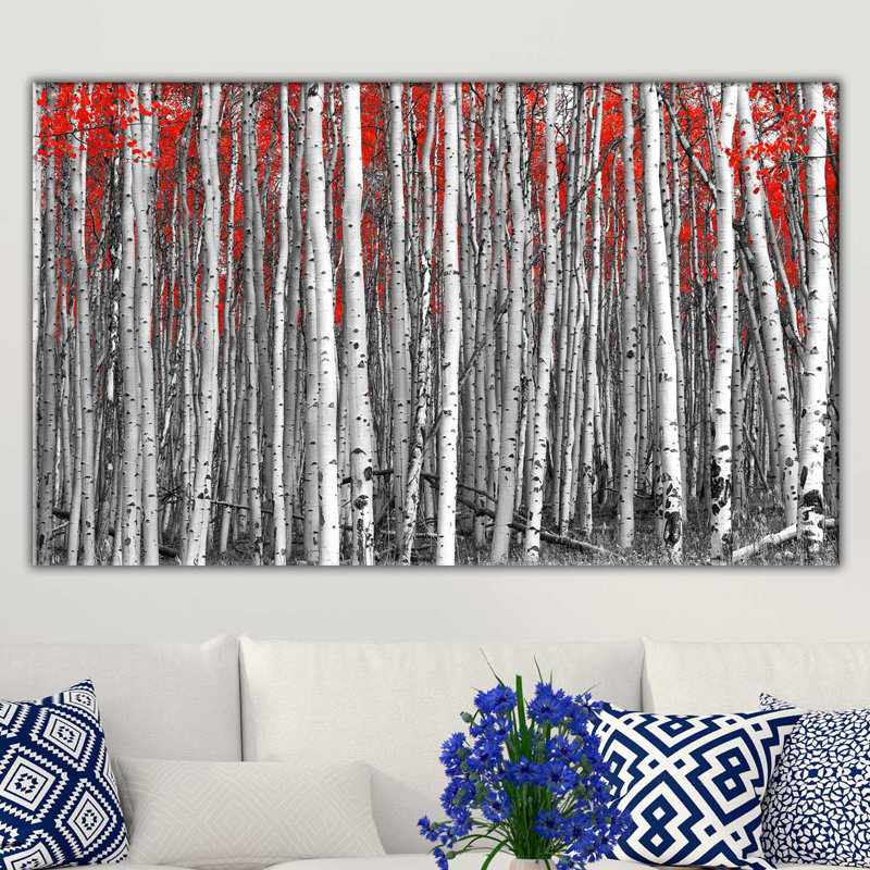 «Red and Gray Forest», reproduction de photo sur toile tendue, H 18 po x l 30 po x P 1 po