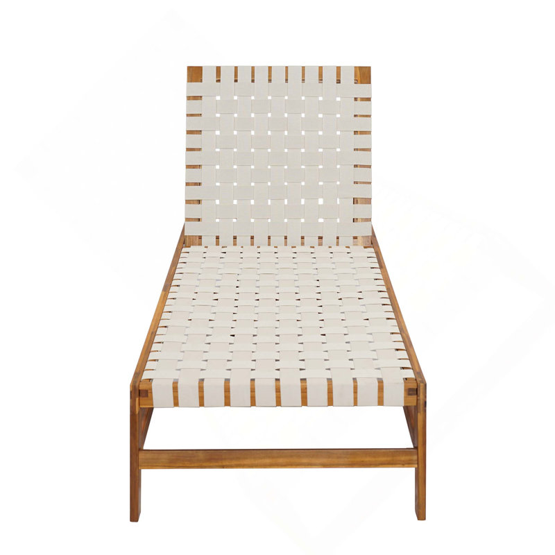 Outdoor Rope Chaise Lounge, Teak/White