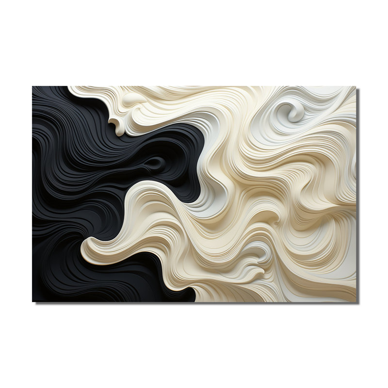 Noir blanc opt art contrastant des vagues - art mural Op Art