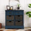 Armoire de rangement rustique avec deux tiroirs et quatre paniers en rotin classique-120402009