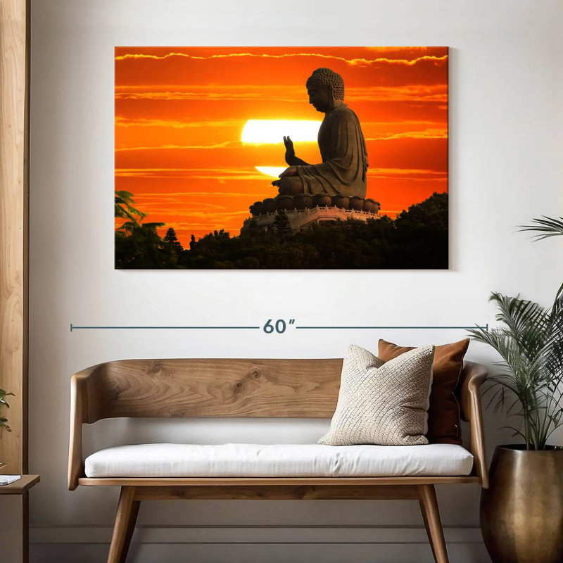 Bouddha Kerrick au coucher du soleil, H 32 po x l 48 po