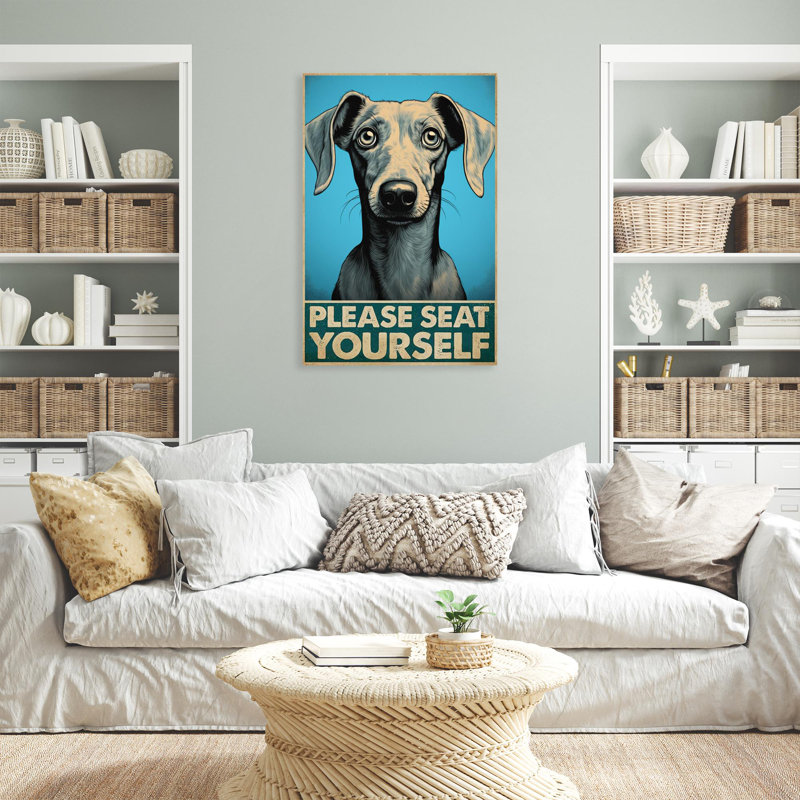 «Dog s'il vous plaît vous asseoir», reproduction d'art graphique sur toile tendue, H 20 po x l 16 po x P 1,25 po