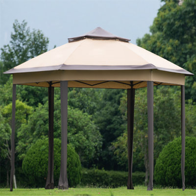 U-style Iron Hexagon Patio Gazebo
