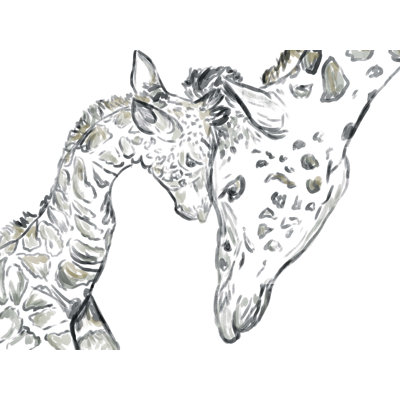 " Mommy And Baby Giraffe Sketch "