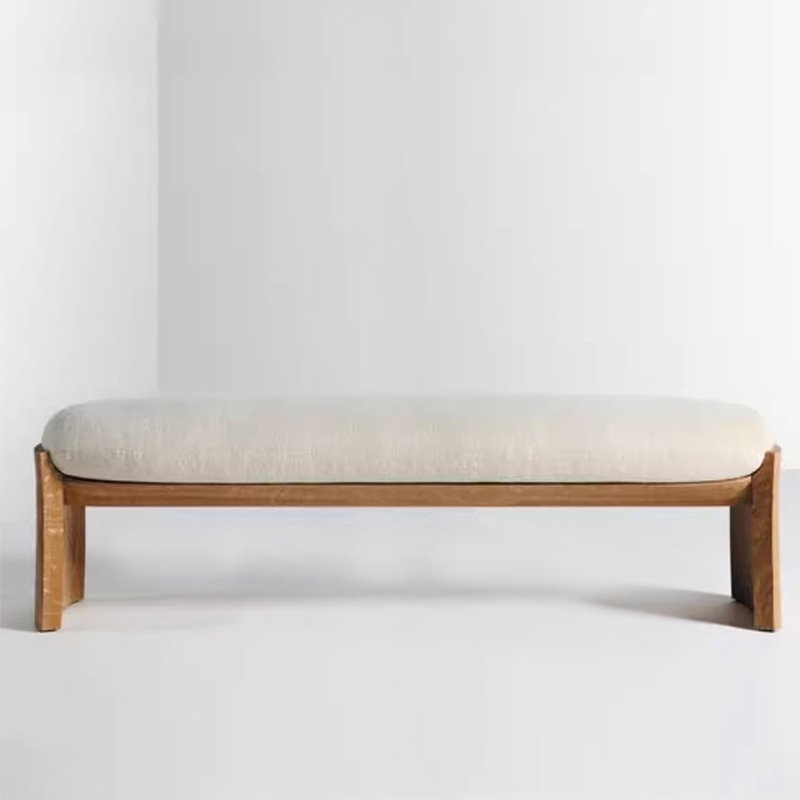 Modern Style Wood Upholstered Bedroom and Entryway Fabric Long Bench, 17.72" H x 70.87" W x 13.78" D
