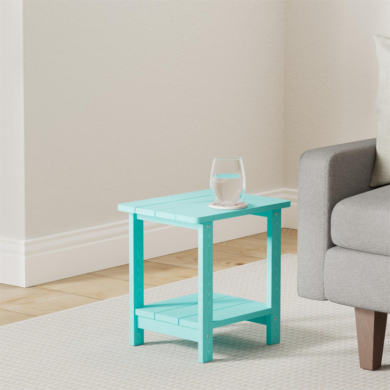2-Tier Outdoor Table - Durable Side Table for Adirondack Chairs & Patio, Aruba Blue