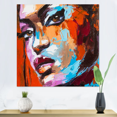 Reproduction d'art coloré sur toile, Portrait coloré d'une jeune femme