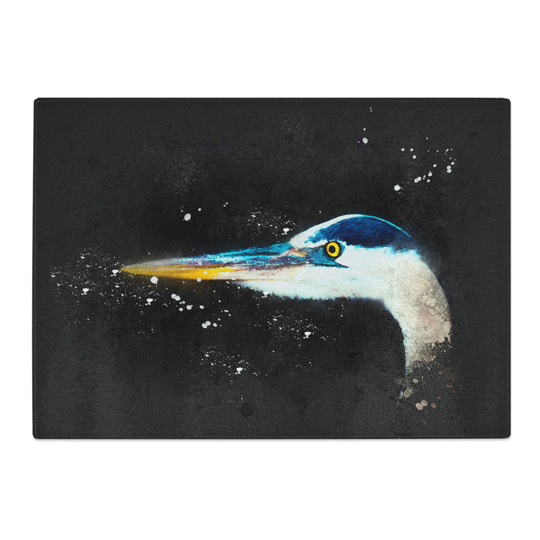 Tempered Glass Heron Portrait Chopping Board