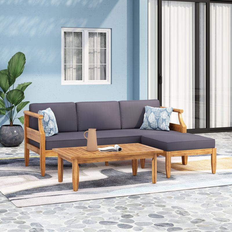 Ensemble de conversation modulaire 3 pièces avec coussins