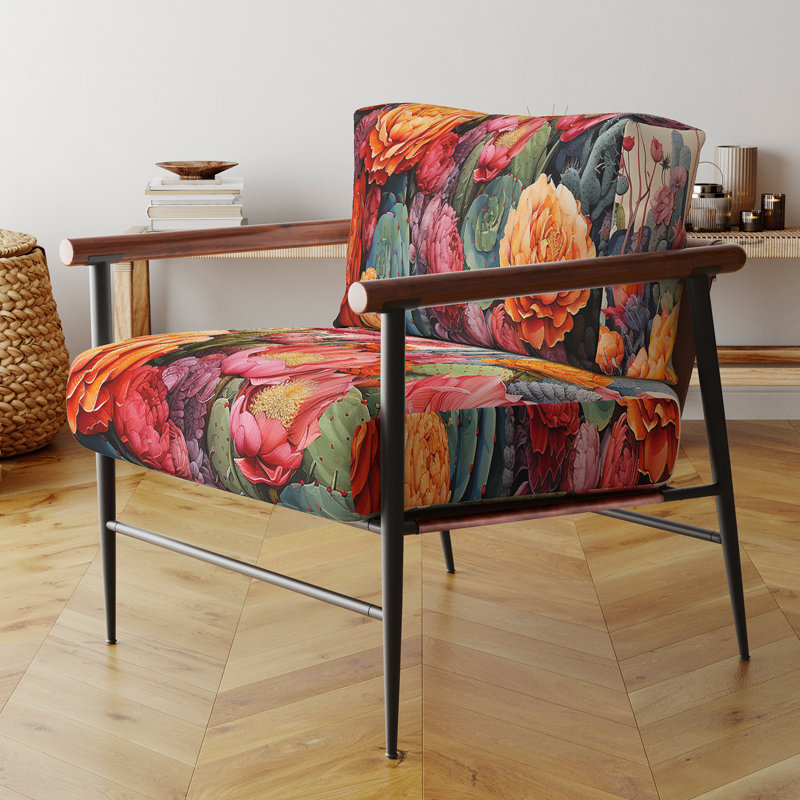Fauteuil d'appoint Desert Cacti Garden IV - Velours Upholstered, Doré