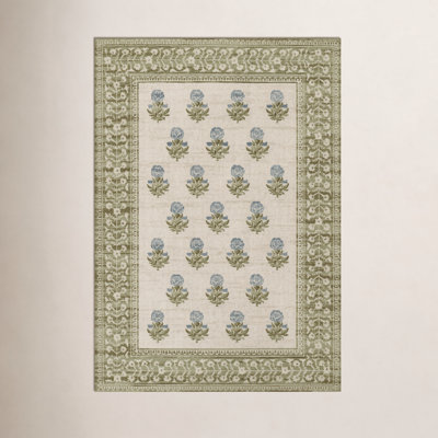 Anders Green Floral Wool Rug
