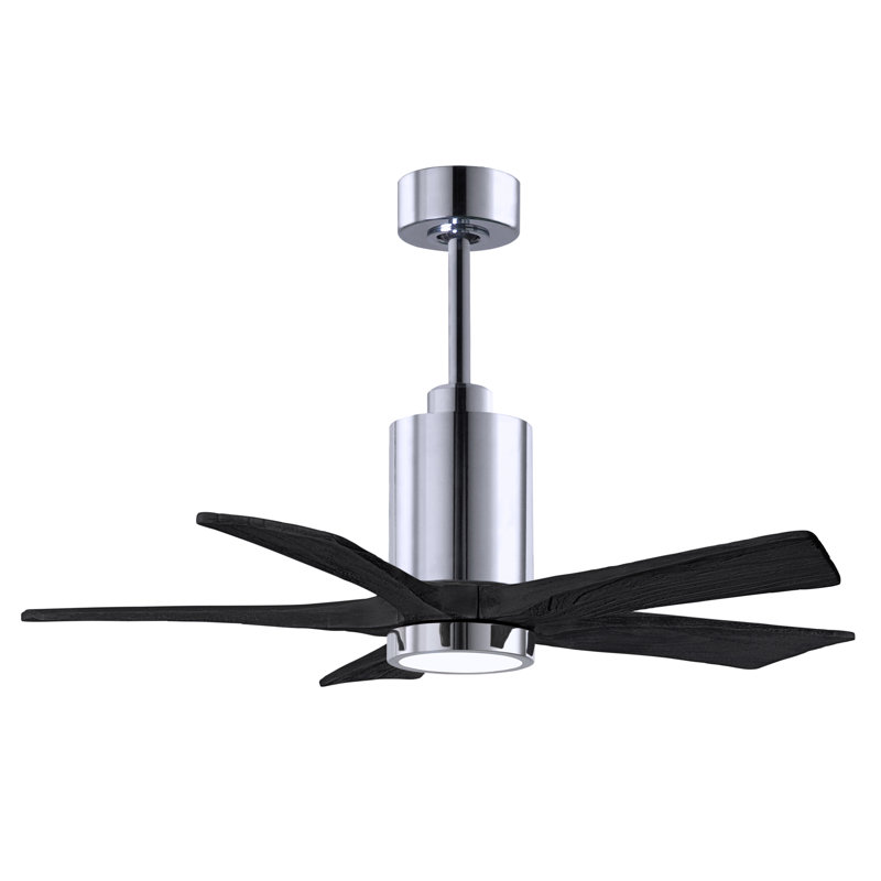 Patricia LED Downrod Ceiling Fan, Polished Chrome, Matte Black