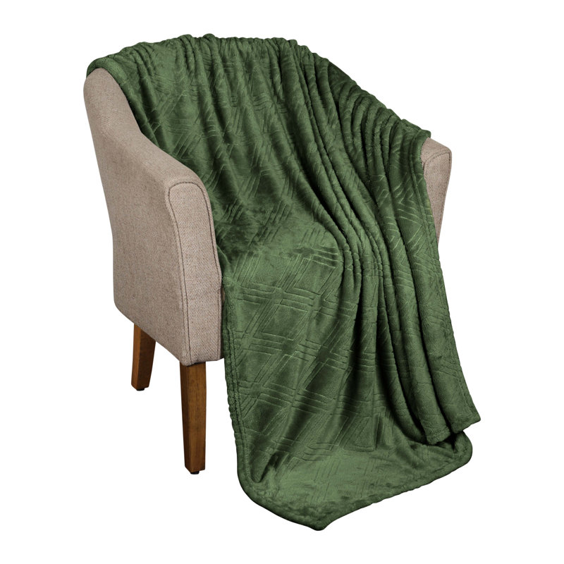 King Green Diamond Pattern Fleece Faux Fur Blanket