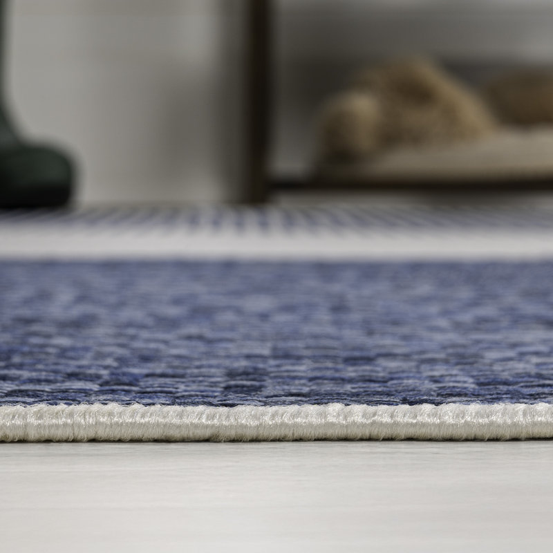 Daniel Modern Geometric Organic Shapes Cream/Navy Indoor/Outdoor Rug, Rectangle 7'10" x 10'
