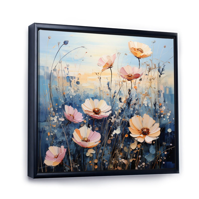 «Meadow Ethereal Meadowscape Pointillism I», reproduction sur toile, H 36 po x l 36 po x P 1,5 po, Cadre flottant noir