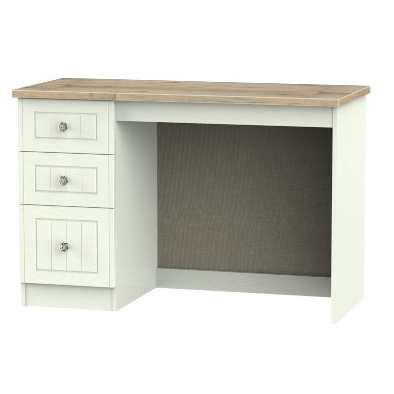 Fully Assembled Zenfield Desk, Porcelain Ash/Bordeaux Oak
