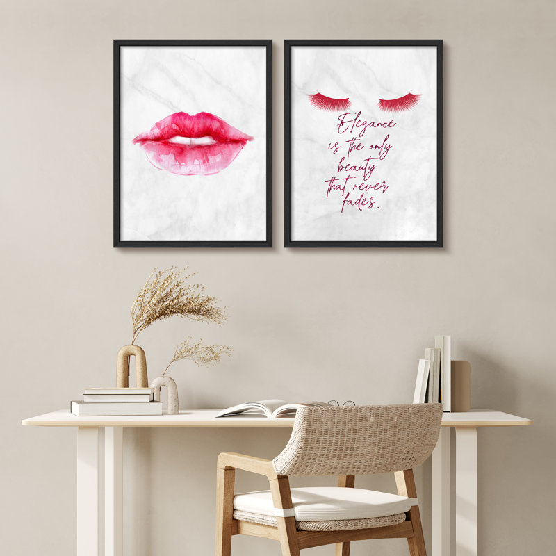 Elegant Woman's Fashion Modern Artwork Framed Prints Posters Bathroom Small Wall Art, Black, 14" H x 11" W