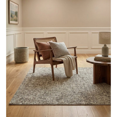 Tapis d'intérieur rectangulaire en laine unie, brun foncé et beige, 100 % laine, fait main et tufté à la main