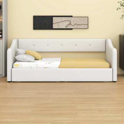Twin XL Upholstered Daybed With Two Drawers, Linen Sofabed,No Box-Spring Needed by Latitude Run
