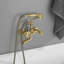 Robinet de baignoire à pattes rétro à 3 poignées avec douche à main en forme de téléphone et robinet à main-107927782