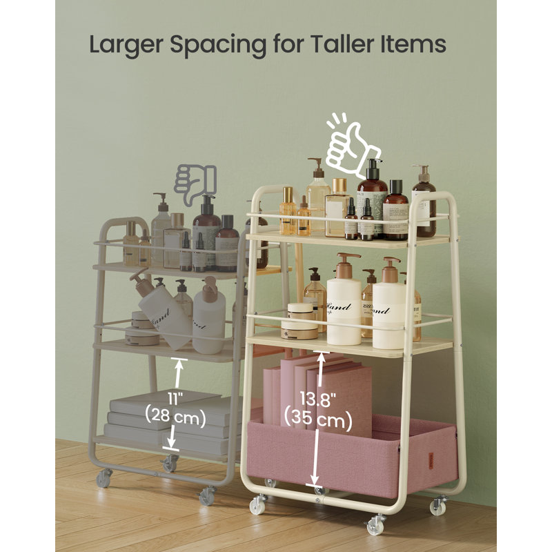 43.2x30.4x81cm 81cm H x 43cm W Utility Cart with Wheels, White/Beige