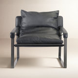 30.75" W Genuine Top Grain Leather Lounge Chair