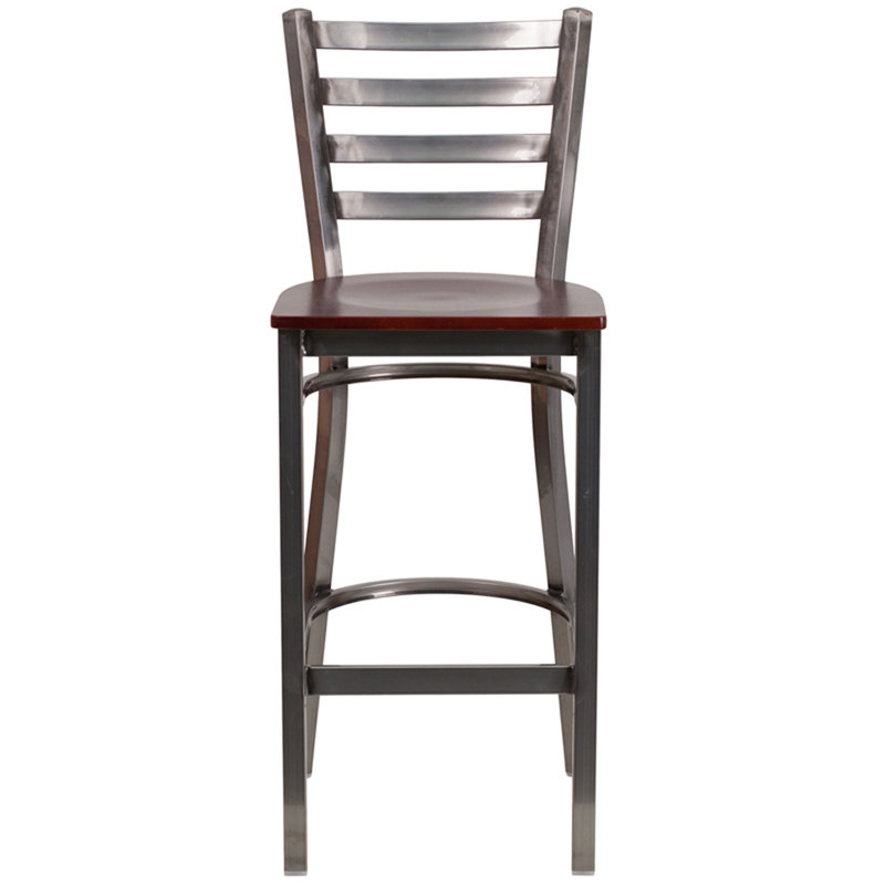Tabourets de bar en métal Loughran, Acajou, 2, Gris