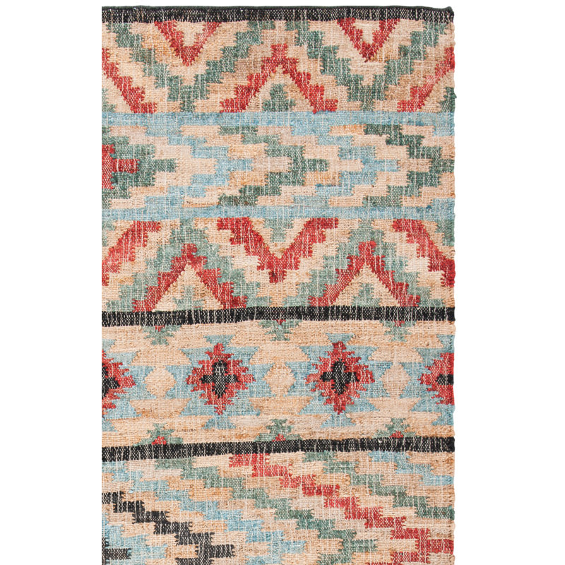 Keather Flat Weave Jute Southwestern Rug, Square 7'
