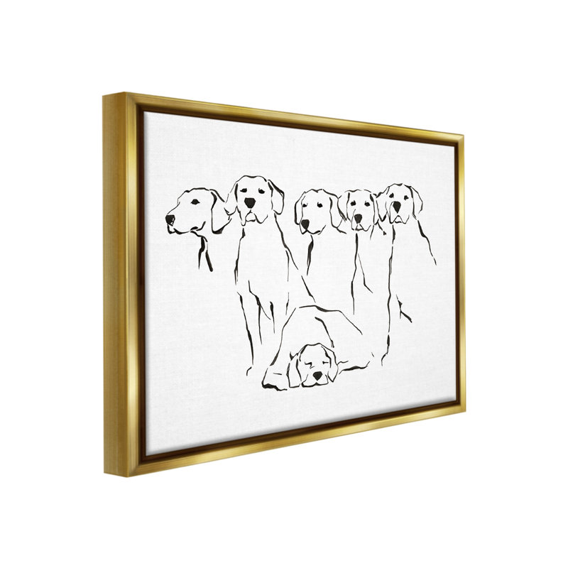 "Minimal Dogs Doodle" par Ethan Harper sur toile, Cadre flottant métallique doré, H 25 po x l 31 po