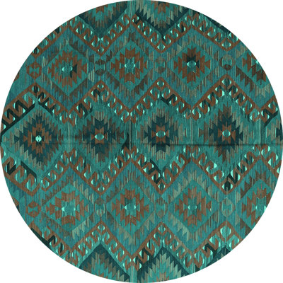 Tapis bleu sarcelle tissé à la machine Janiha