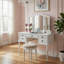 Ensemble de coiffeuse 3 pièces avec tabouret rembourré Enay, miroir, 5 tiroirs, blanc glamour-127850202