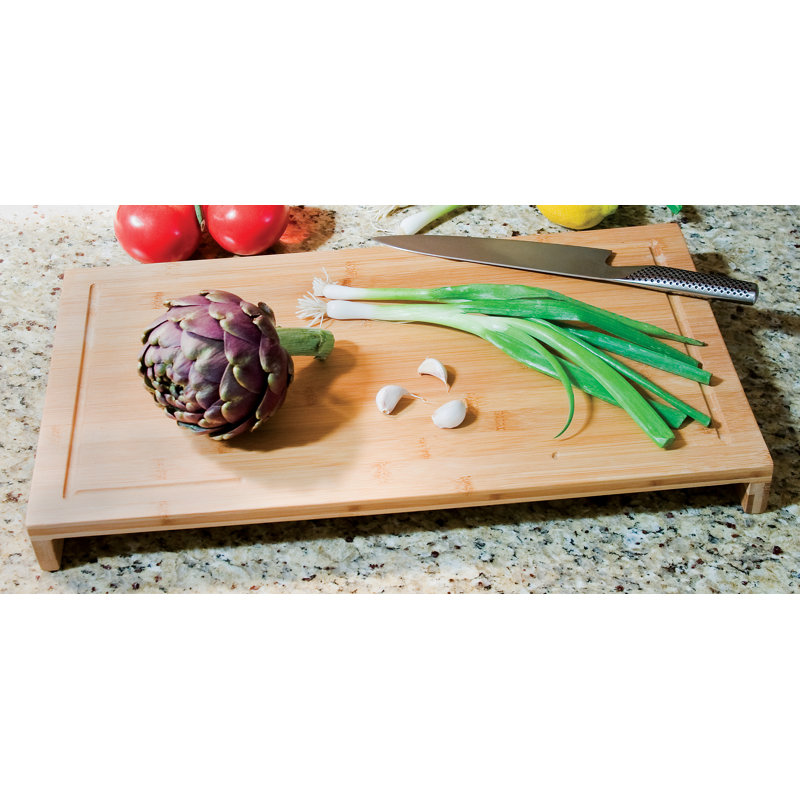 Large Bamboo Over-the-Sink Cutting Board with Channel Edge