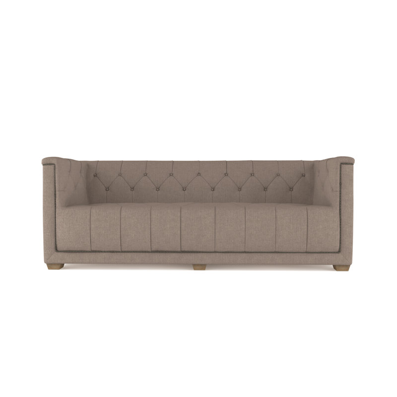 Velvet Sofa, Chocolate Genuine Leather, 84"