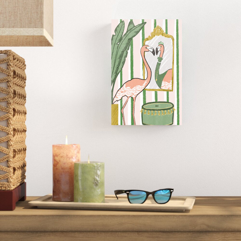 Fancy Flamingo - peinture sur toile tendue, H 12 po x l 8 po