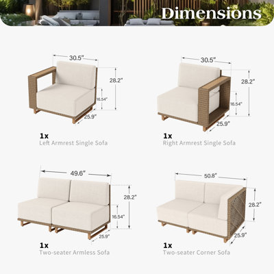 6-Person Modular Wicker Patio Sectional