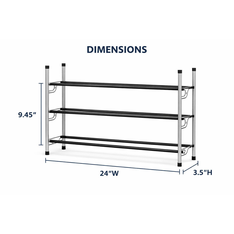 Étagère à chaussures extensible USTECH 3Tier Étagère de rangement réglable en métal